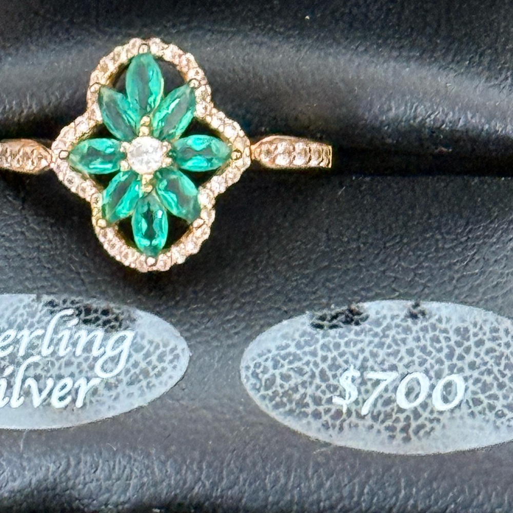 Real Emerald Sterling Silver Ring
